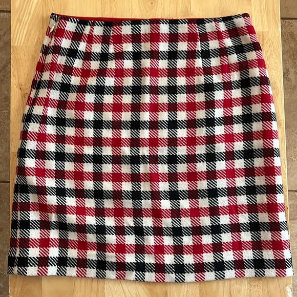 Talbots wool plaid mini skirt red black and cream - Picture 4 of 6